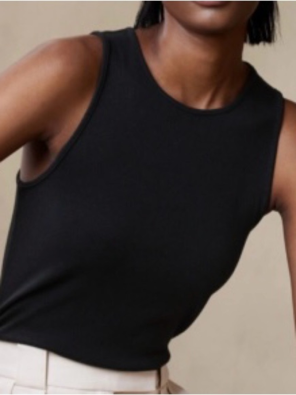 Banana Republic Black Ribbed Cutaway Tank